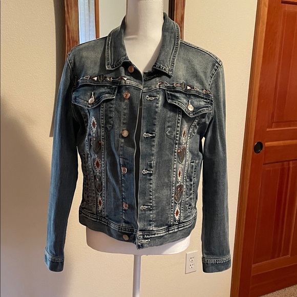 Grace Jackets & Blazers - Grace embroidered detail Blue Denim Jacket